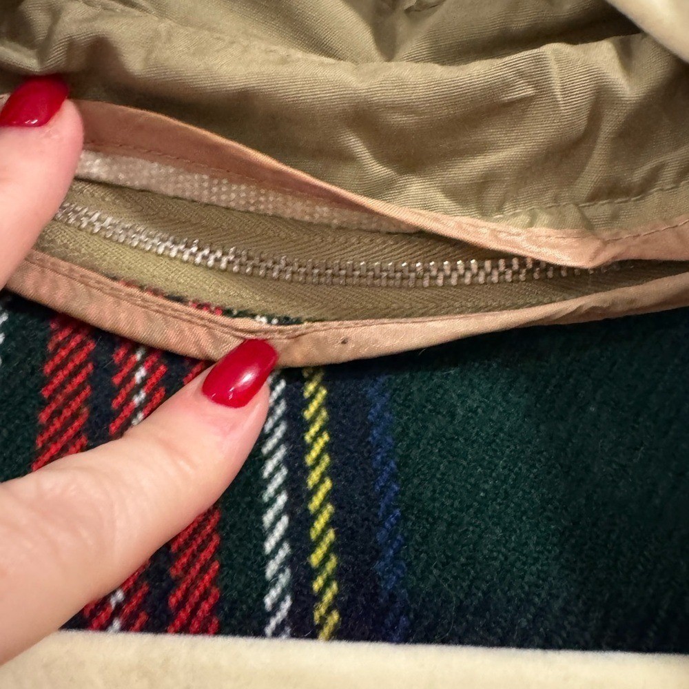 Vintage Khaki Trench Coat with Removable Plaid Liner Tan Belted Overcoat Size 8