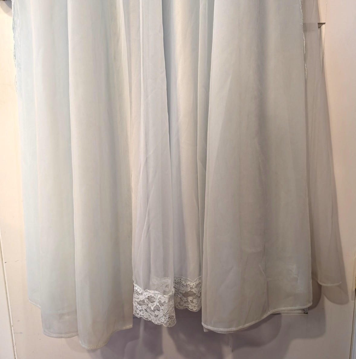 Vintage Shadowline Peignoir Nightgown Robe Set Women’s Lt Blue Chiffon Long
