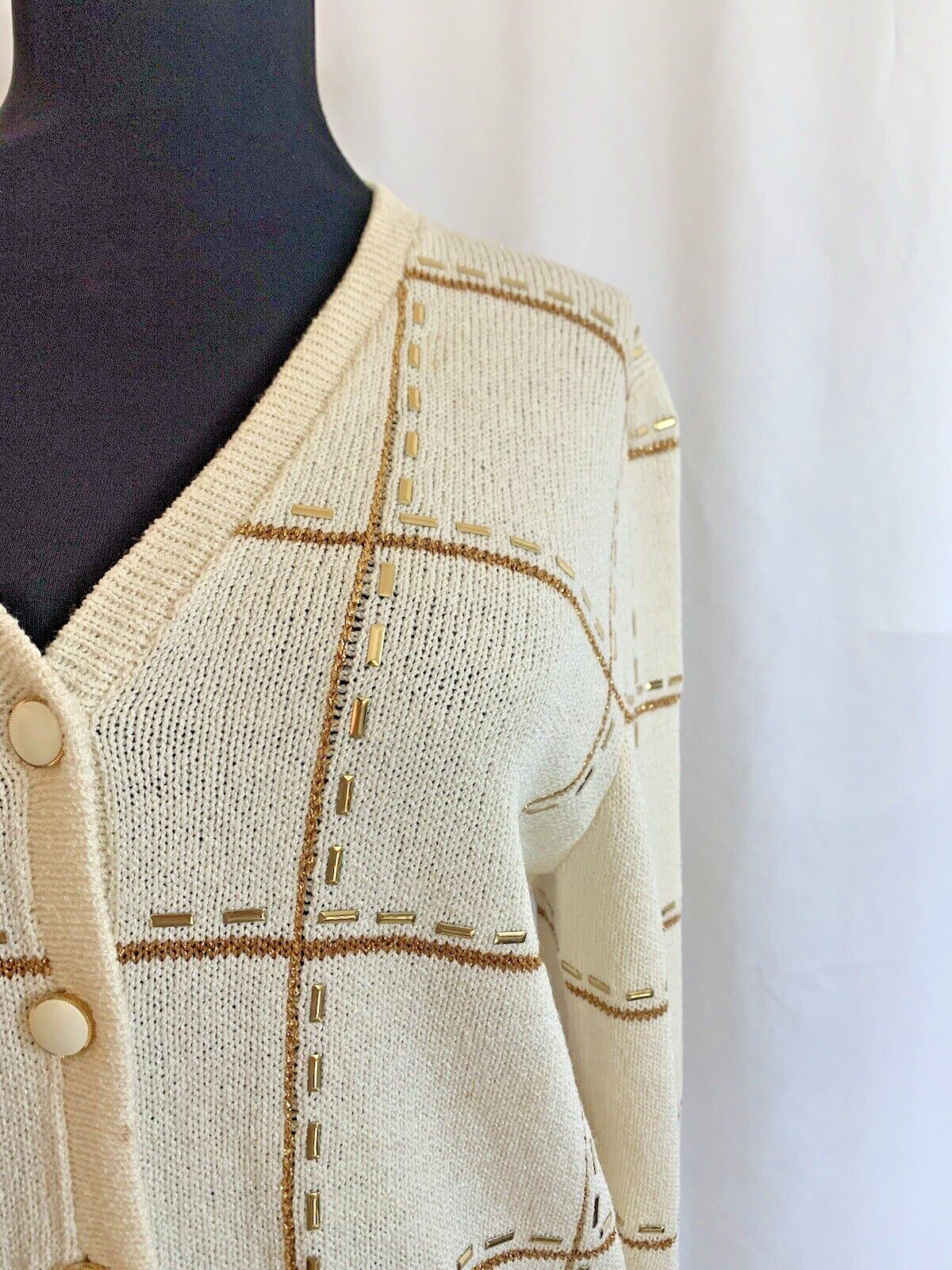 Vintage 1980s Jennifer Roberts Cream Santana Knit Sweater – size 6 Small