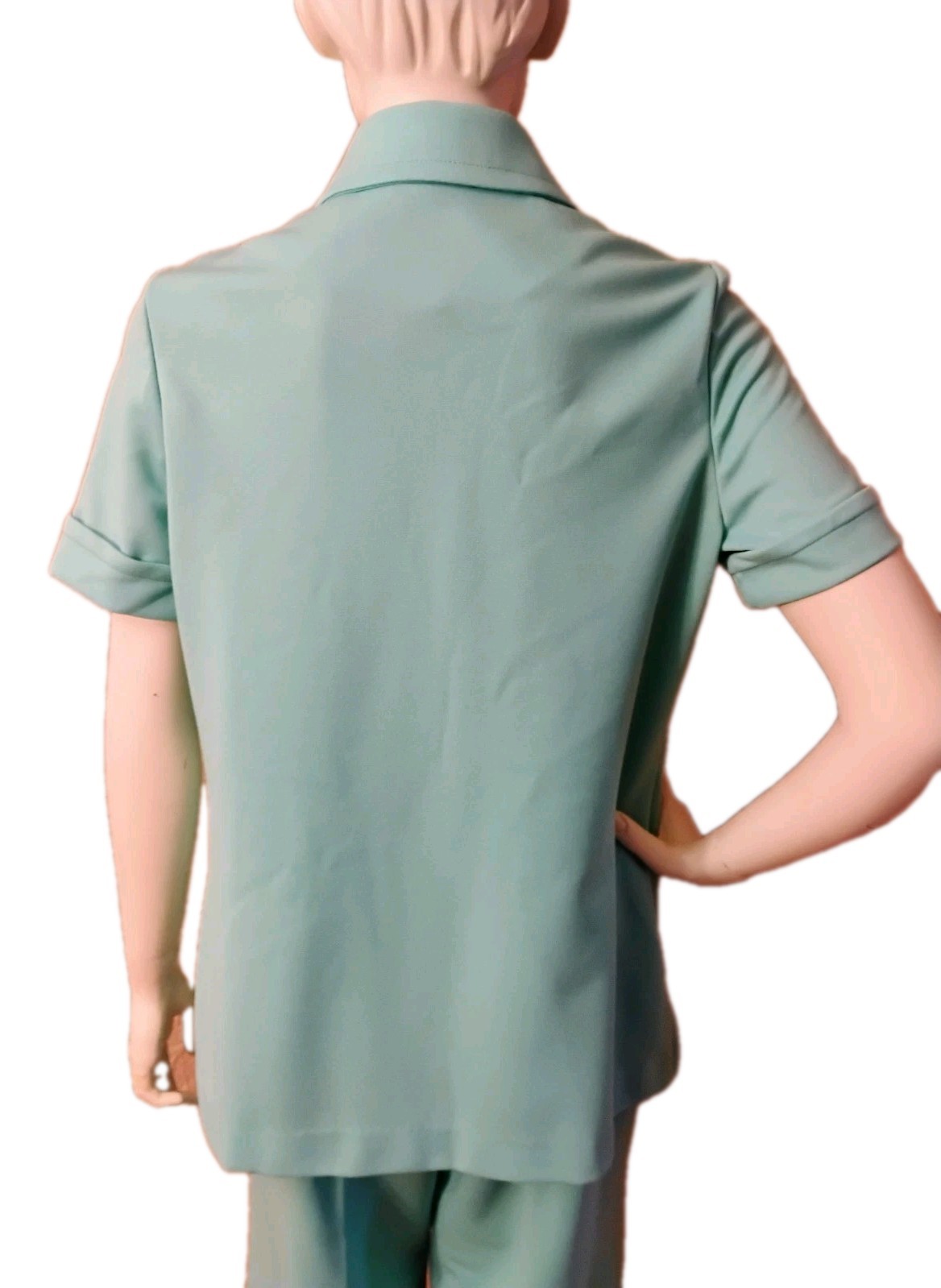 VTG 60’s „Devon” Sea Foam Green Double Knit Poly Mod Bell Bottom Pants Suit