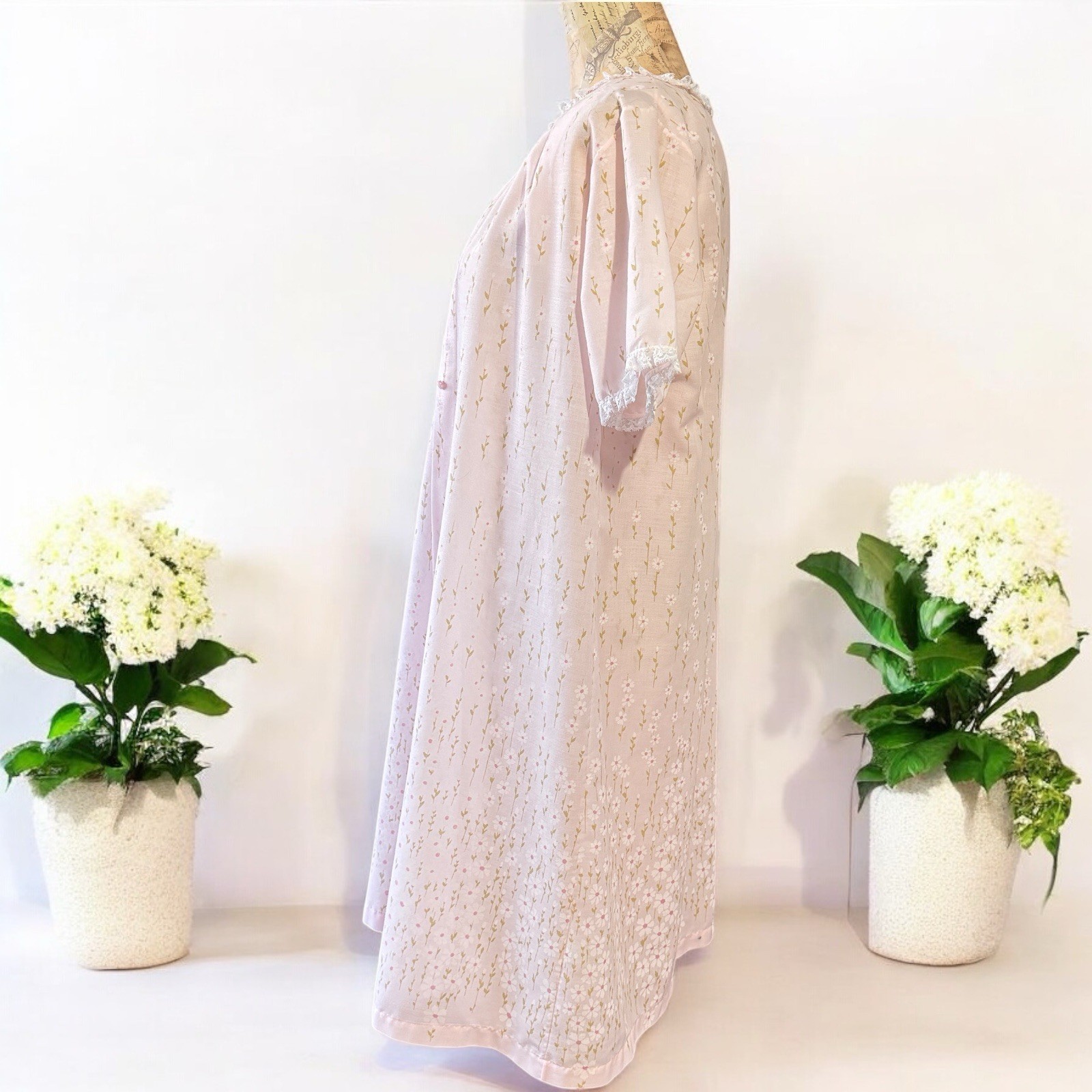 VTG Pinehurst Lingerie Nightgown Robe 2 Piece Pink Cotton Blend Women’s Small