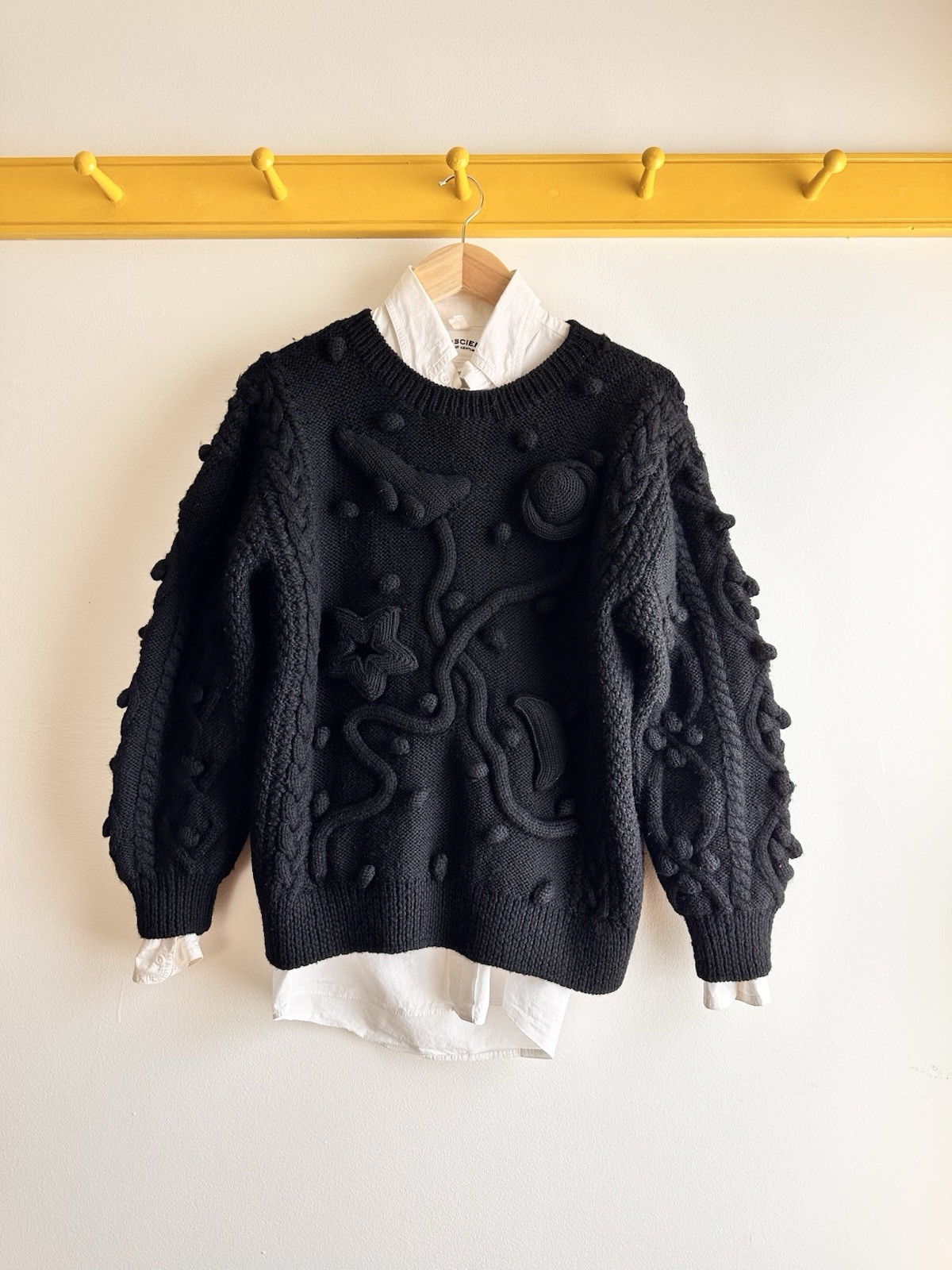 ISSEY MIYAKE I.S. Sport vintage stars, moon, planet 3D popcorn crewneck sweater