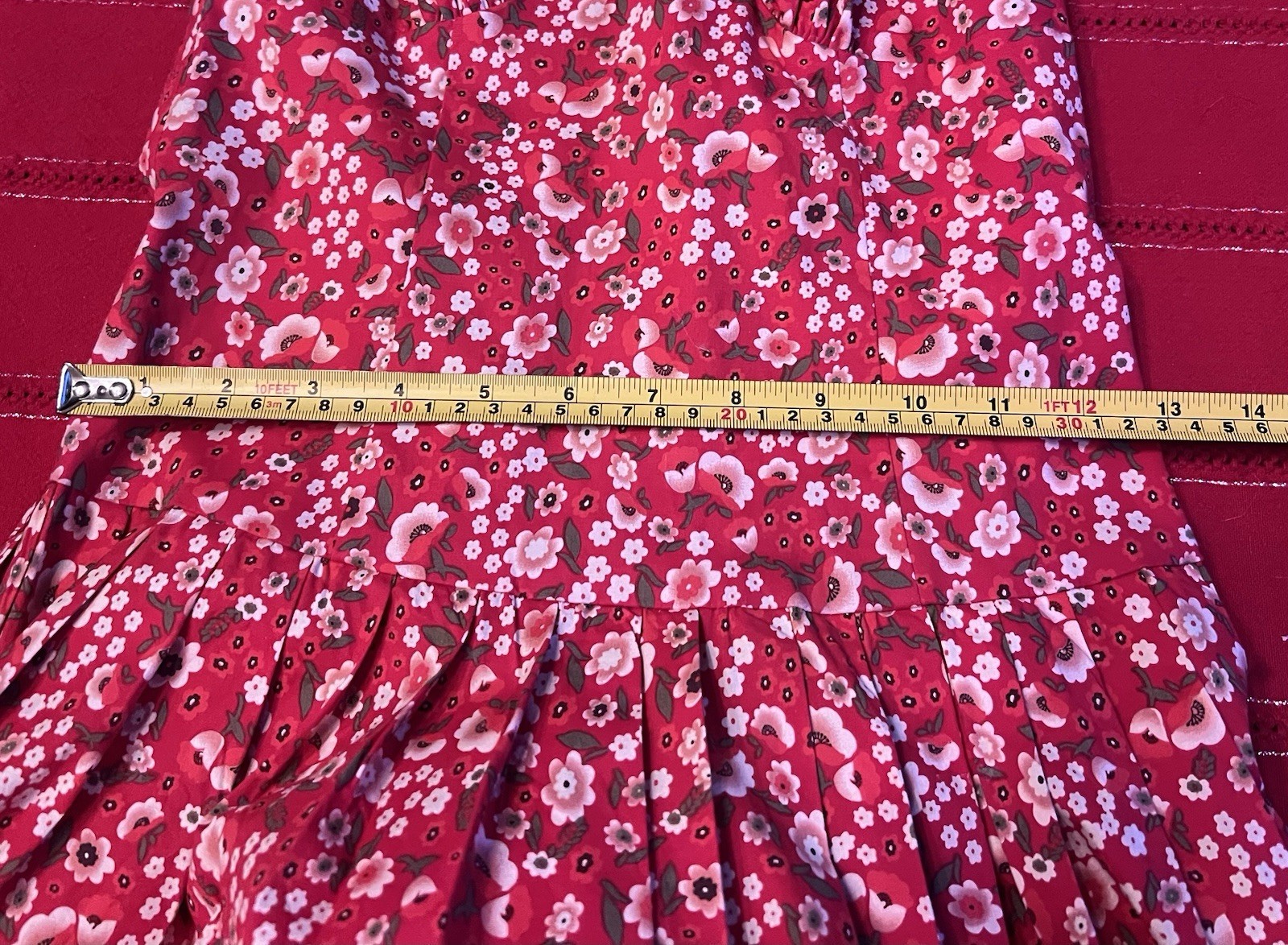 B.Darlin Halter Pleated Sun Dress Sz 5/6 Red White Flowers Vintage Y2K
