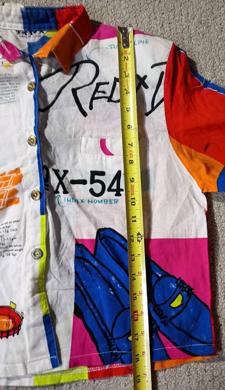 Vtg Akihisa Japan Pop Art Graphic Shirt Boxy Cropped Abstract Colorblock Redix