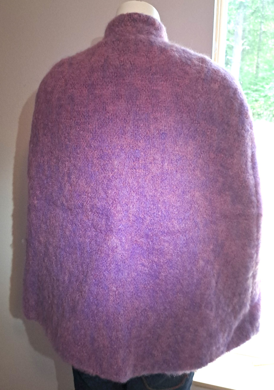 Purple Scottish Mohair/Wool Cape Hemmings Donegal Vtg 1960s Women’s S-M Heather