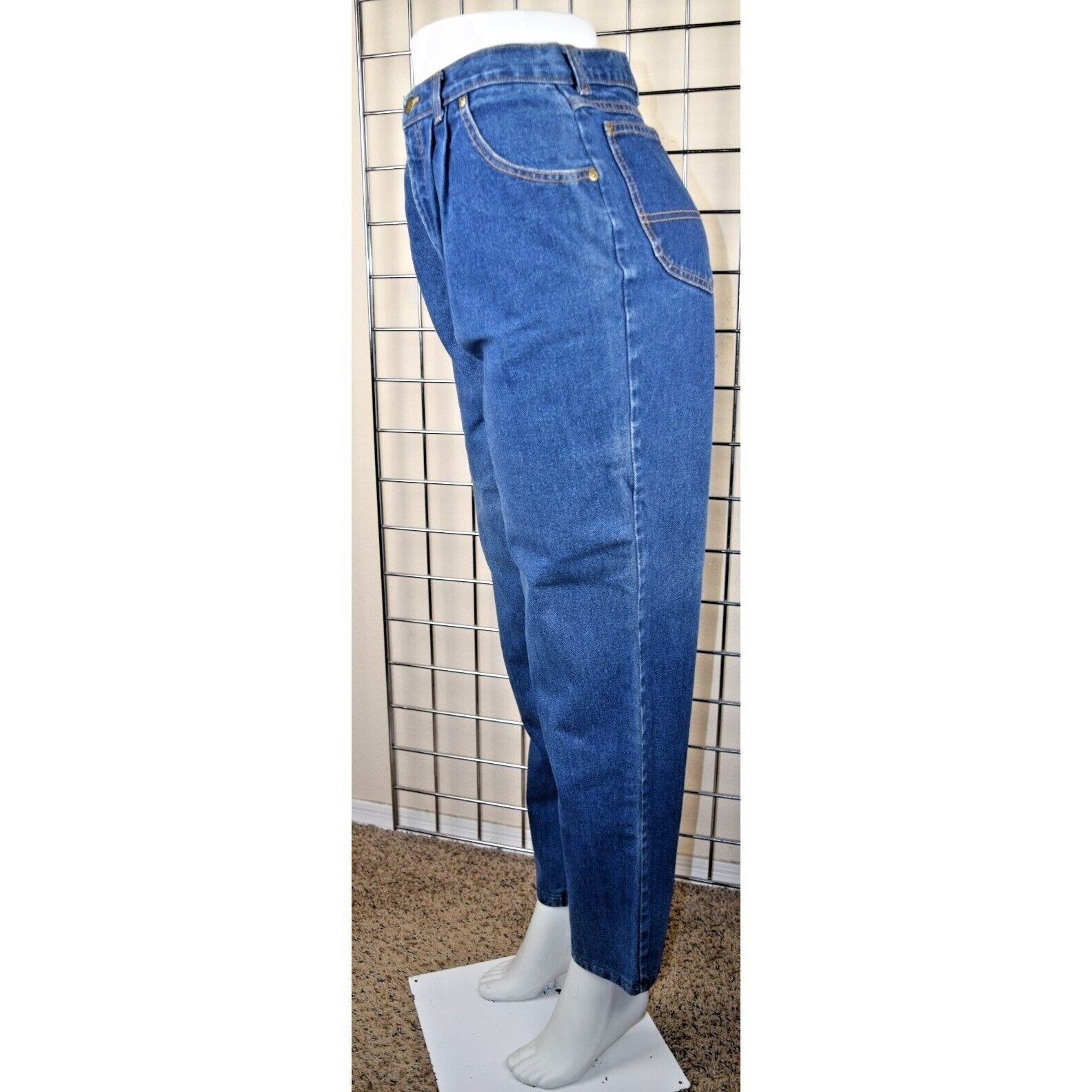 Vintage Jordache Jeans 28 x 29 70s Blue Pleat Tapered High Waist Patched MadeUSA