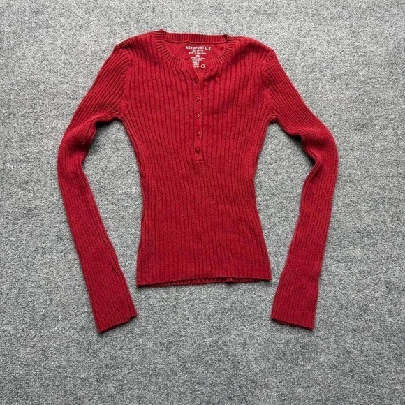 Vtg Y2K Aeropostale red ribbed long-sleeve henley shirt size XS