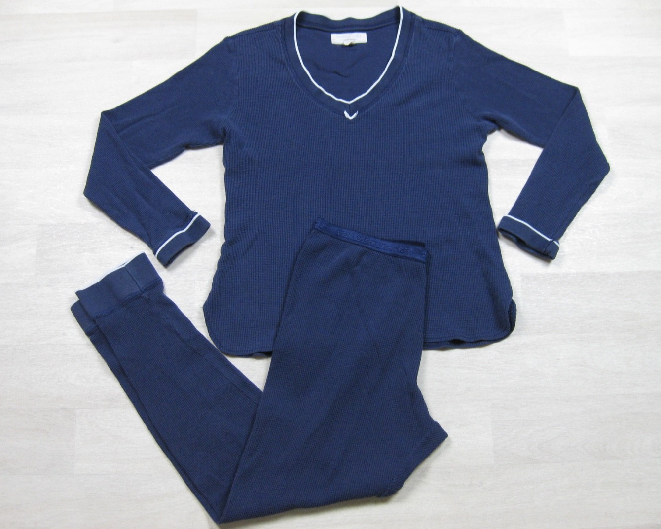 Vintage 90s Victorias Secret Underware Thermal Pajama Set Womens (L) Waffle Knit