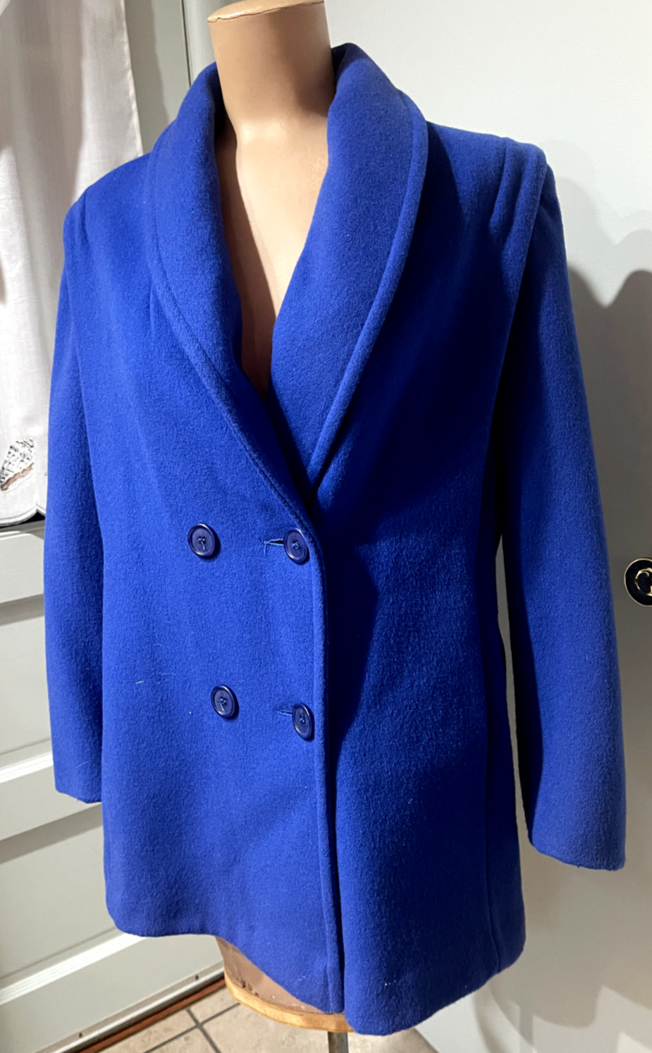 Vintage Herman Kay Petites USA PERIWINKLE BLUE Pea Coat Women’s 80% wool coat-M