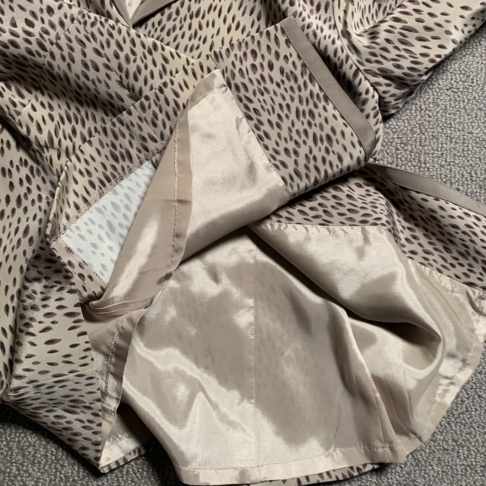 Vintage Vera Cristina Jacket Women S 100% Silk Blazer Beige Animal Print Lined
