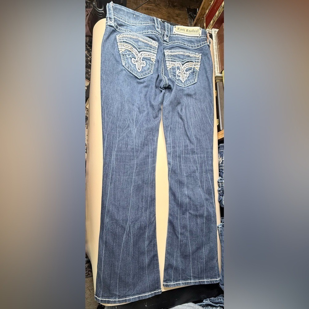 Rock Revival Boris Bootcut Jeans Womens Size 27 x 28.5 Embellished Pockets