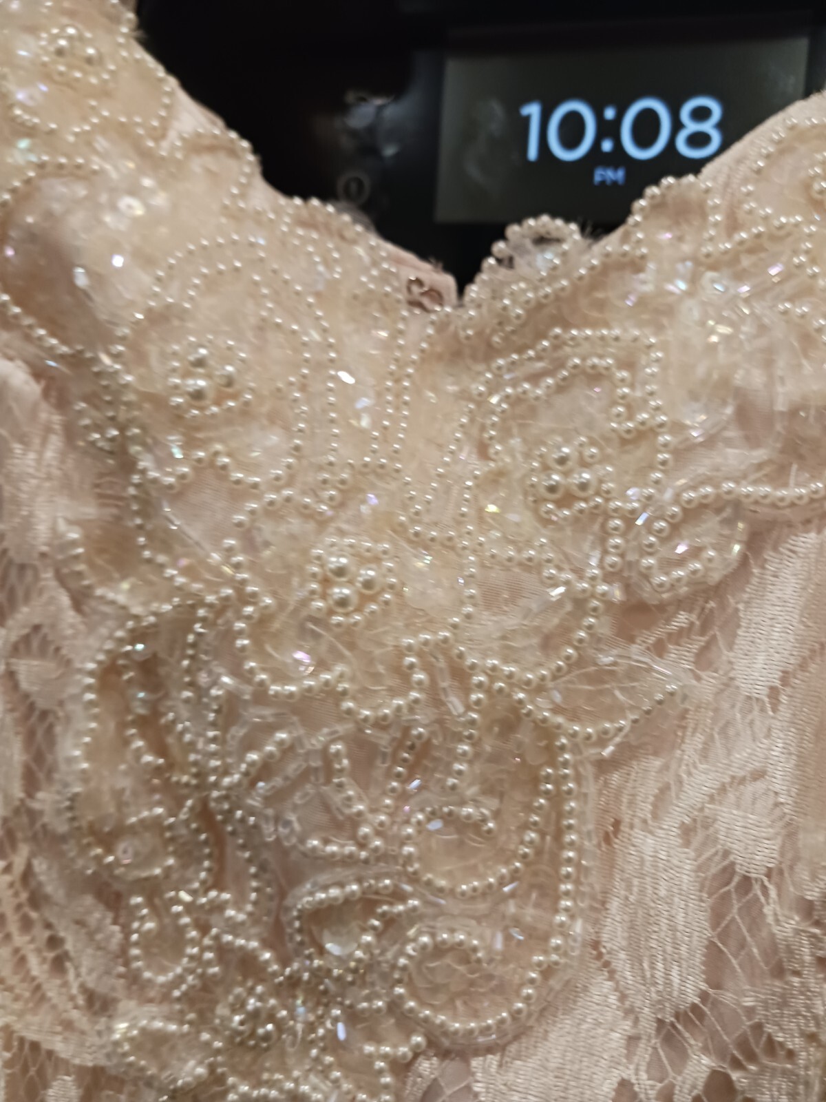 Vintage Michaelangelo Pink Lace Beaded Dress XS-Small
