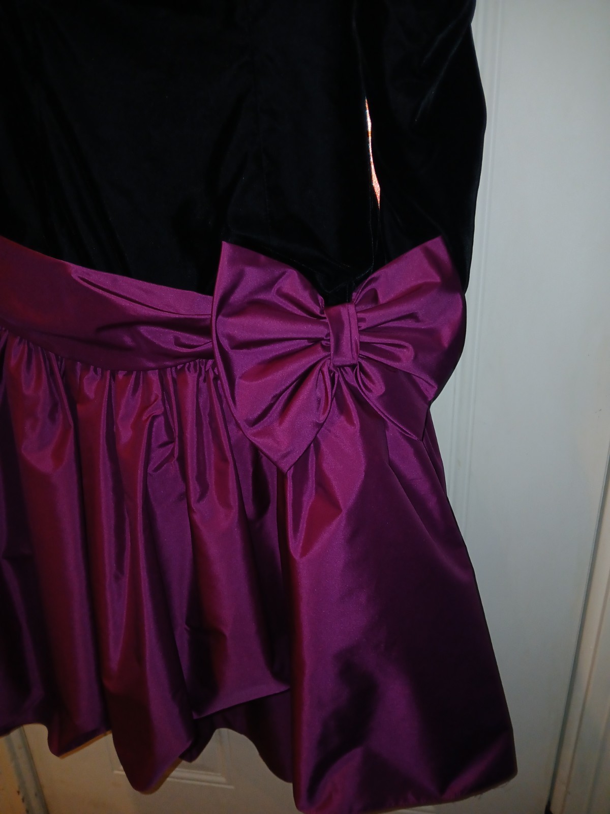Vintage 1990 Black Velvet and Magenta Formal Gown Or Prom Dress Size 13/14 L