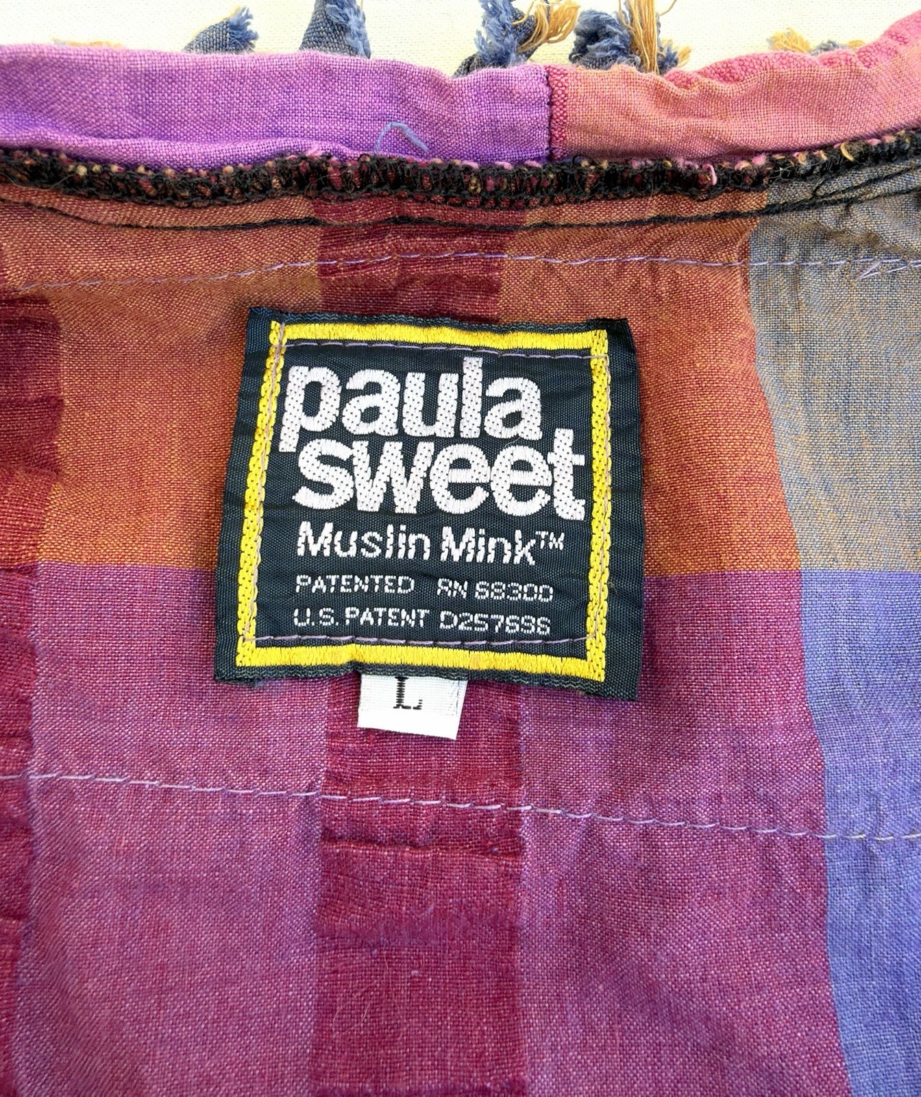Paula Sweet Muslin Mink Purple vibrant Magenta Rose Cotton Jacket Sz LARGE