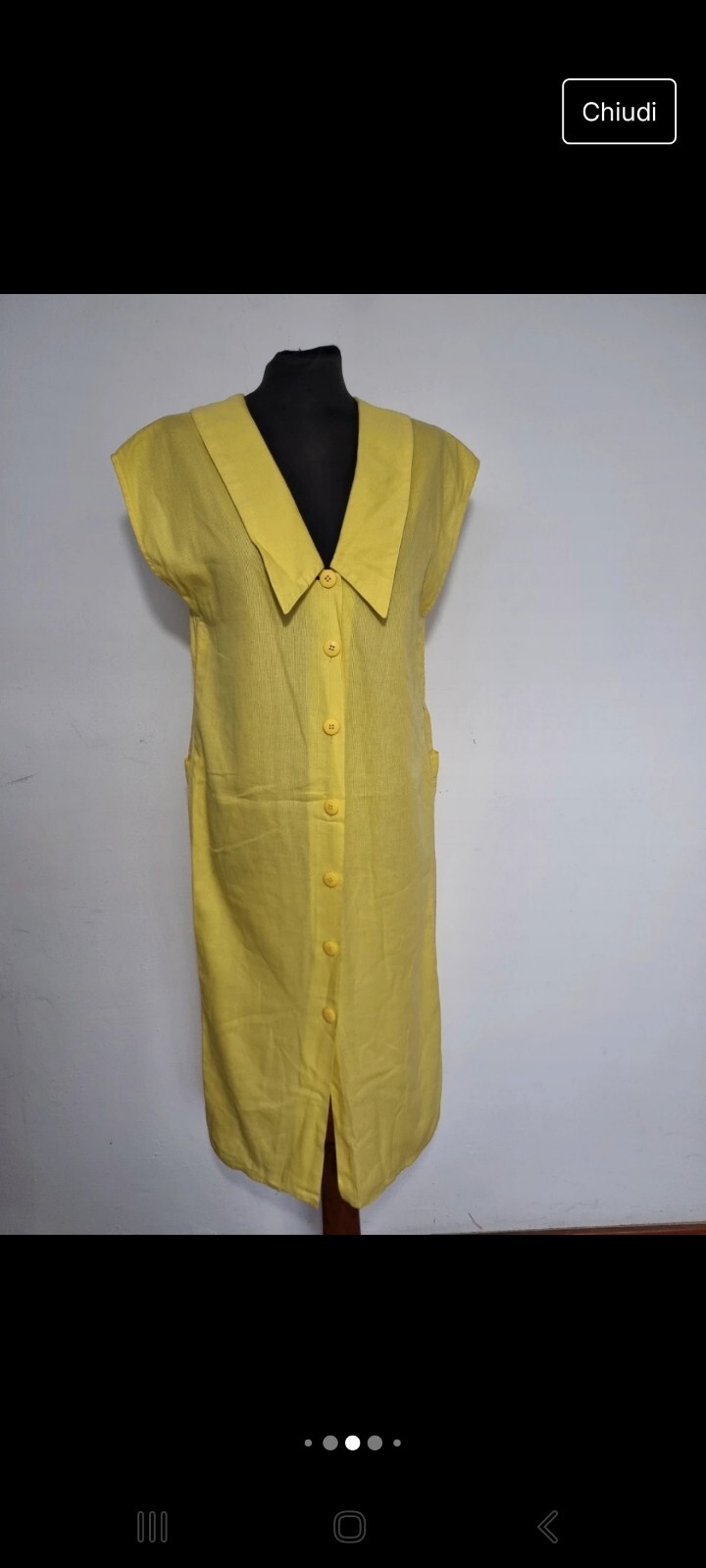 Vintage Womens Yellow Midi Dress L
