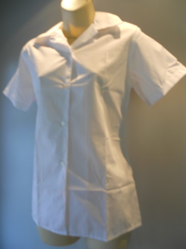 Nos Vintage 1960s White Blouse Uniform Shirt Waitress School College Preppy 36