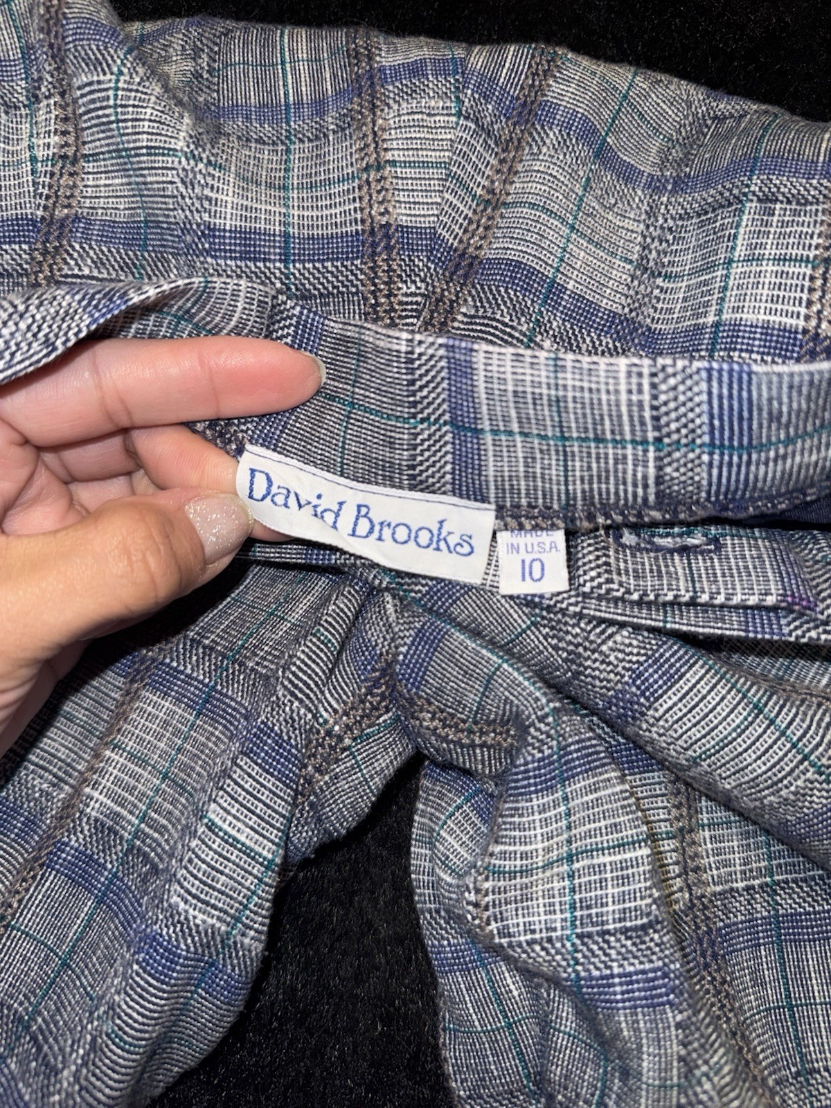 Vintage David Brooks Plaid High Waist Pants Sz 10 Side Button Pockets Ruffle Hem