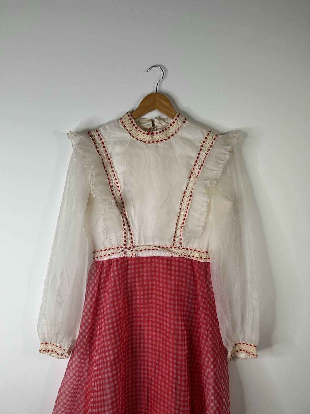 Vintage 1970’s Dress Women’s Red Prairie Fit Flare Western Cowgirl Party