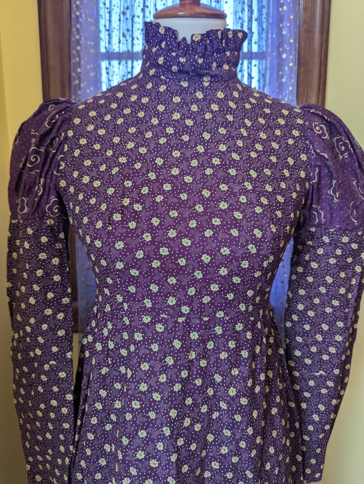 Vintage 70’s Young Edwardian By Arpeja Plum Purple Puff Juliet Sleeves Dress XS