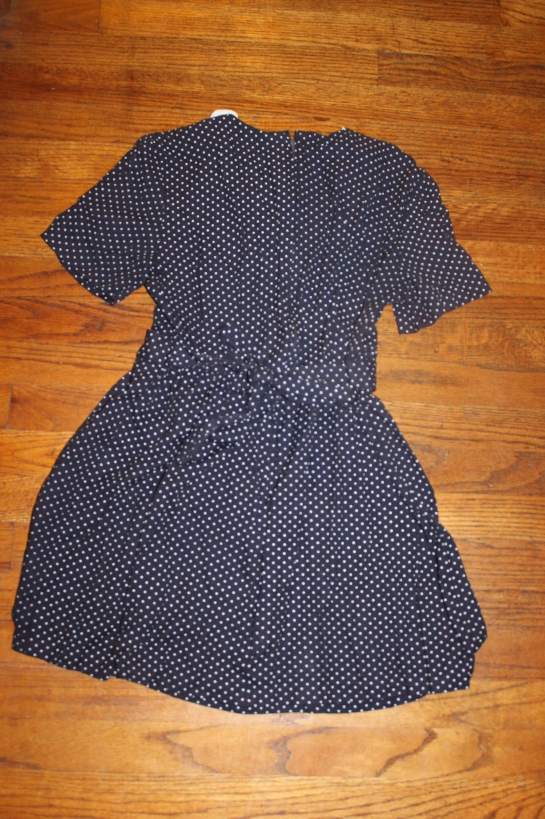 Vintage 1990s Cottage Core Grunge Miss Dorby Petites Lace Collar Polka Dot Dress