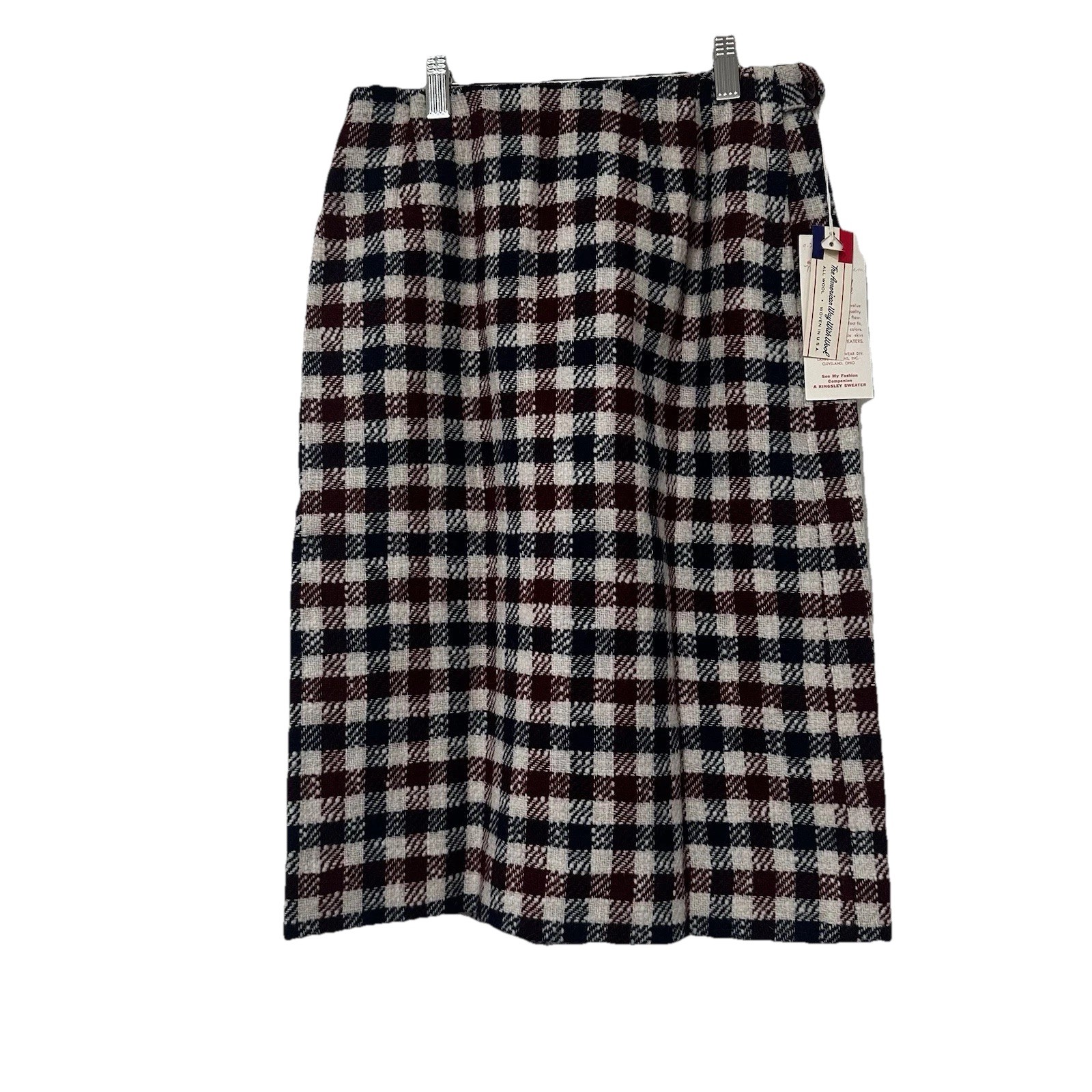 1960s Kingsley Plaid Vintage Length Skirt Preppy 100% Wool Size 12 NWT