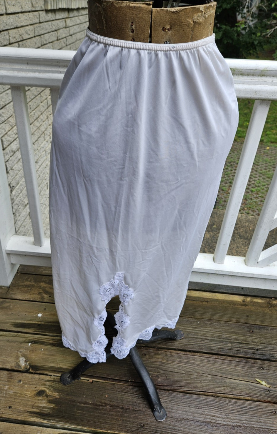 Vintage Greenco Maid Long Full-Length Half Slip Nylon-Tricot Ivory Large