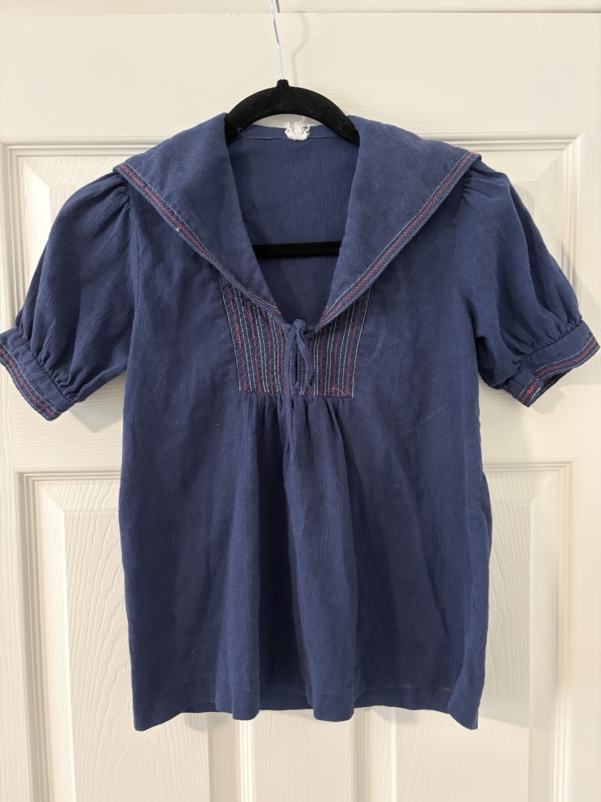 Vintage Women’s 1990s Navy Blue Shirt Blouse Top Sailor Collar Nautical Size S/M