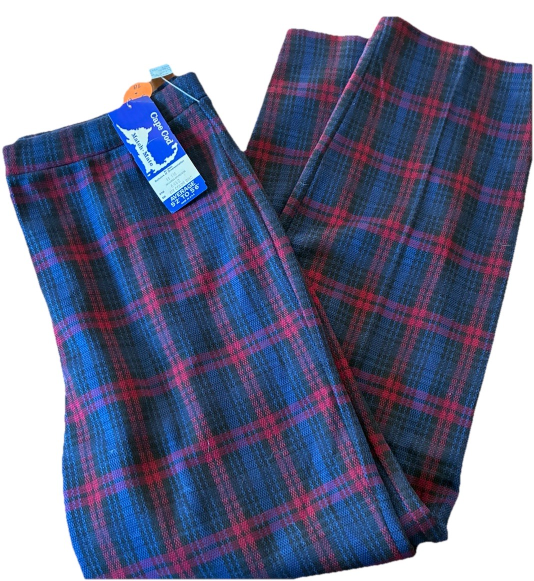 VTG Cape Cod Match Mates 3 Piece Skirt Pants Blazer Set Plaid Blue NOS Tags 18