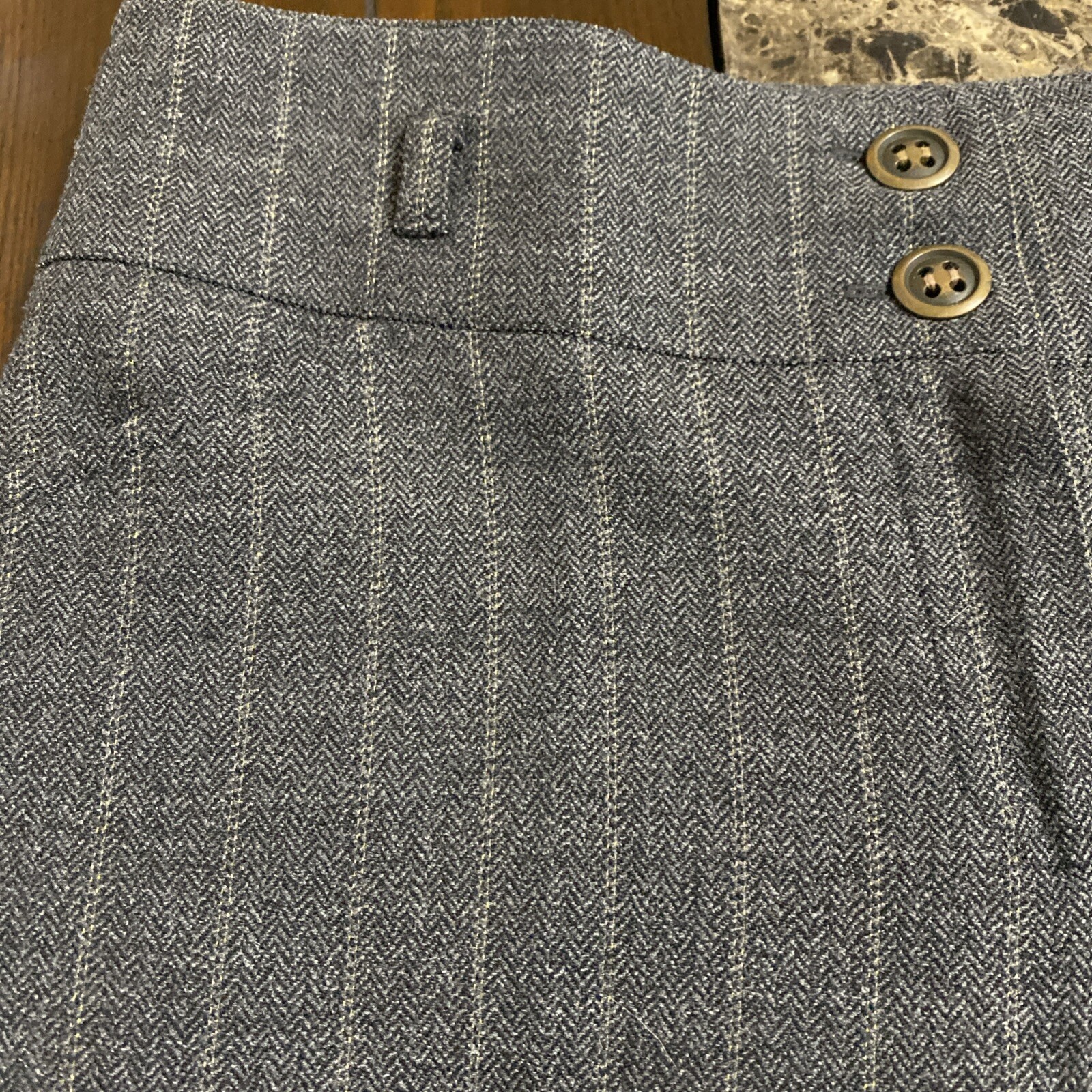 VTG Classic Tailored Pants Wide Leg Wool Sparkle Grey Pin Stripe SZ 10/12 Lined