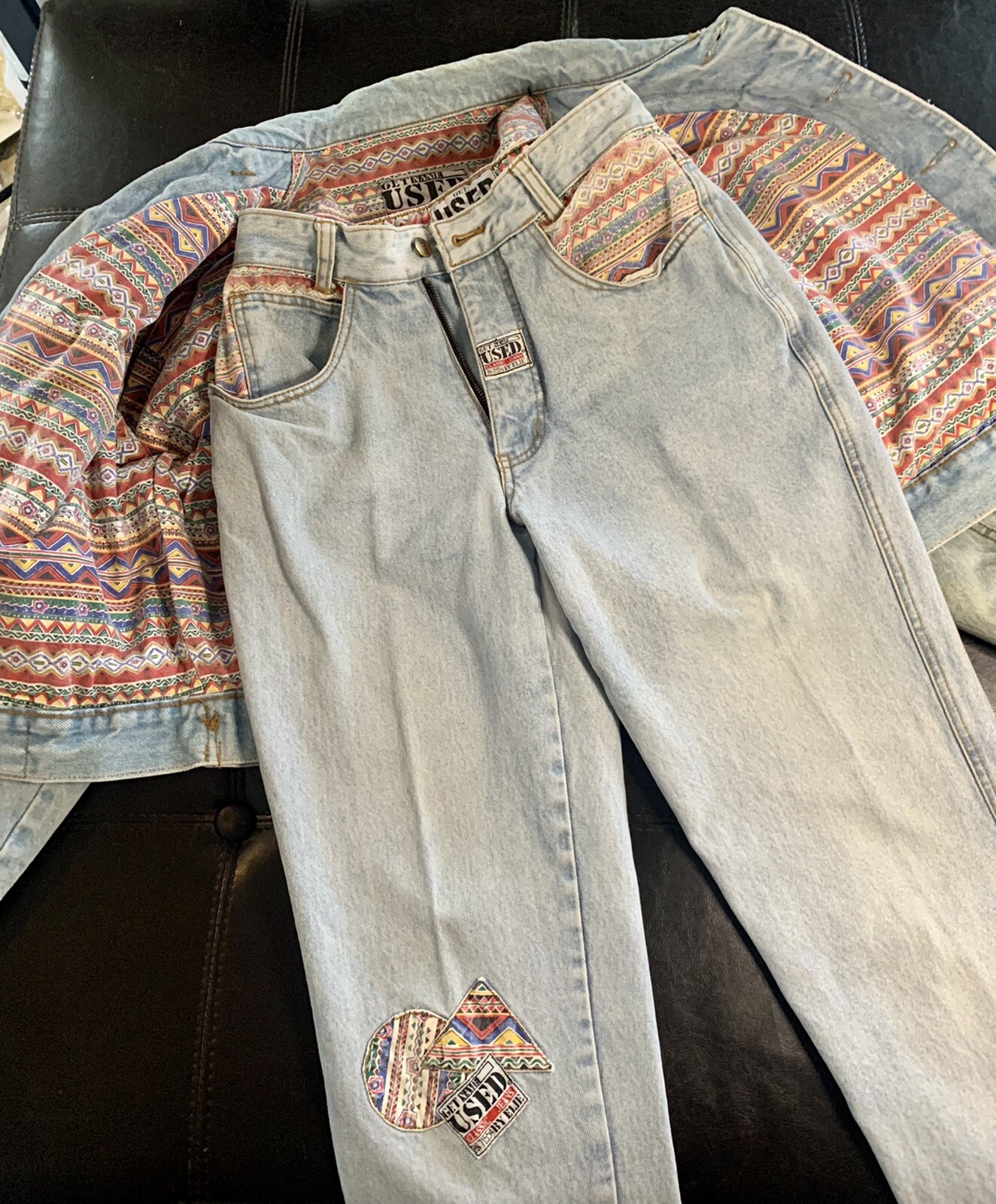 Get Used By Elie Jeans &Jacket Set size 28 & Lg I ❤️ 80s 90s RARE
