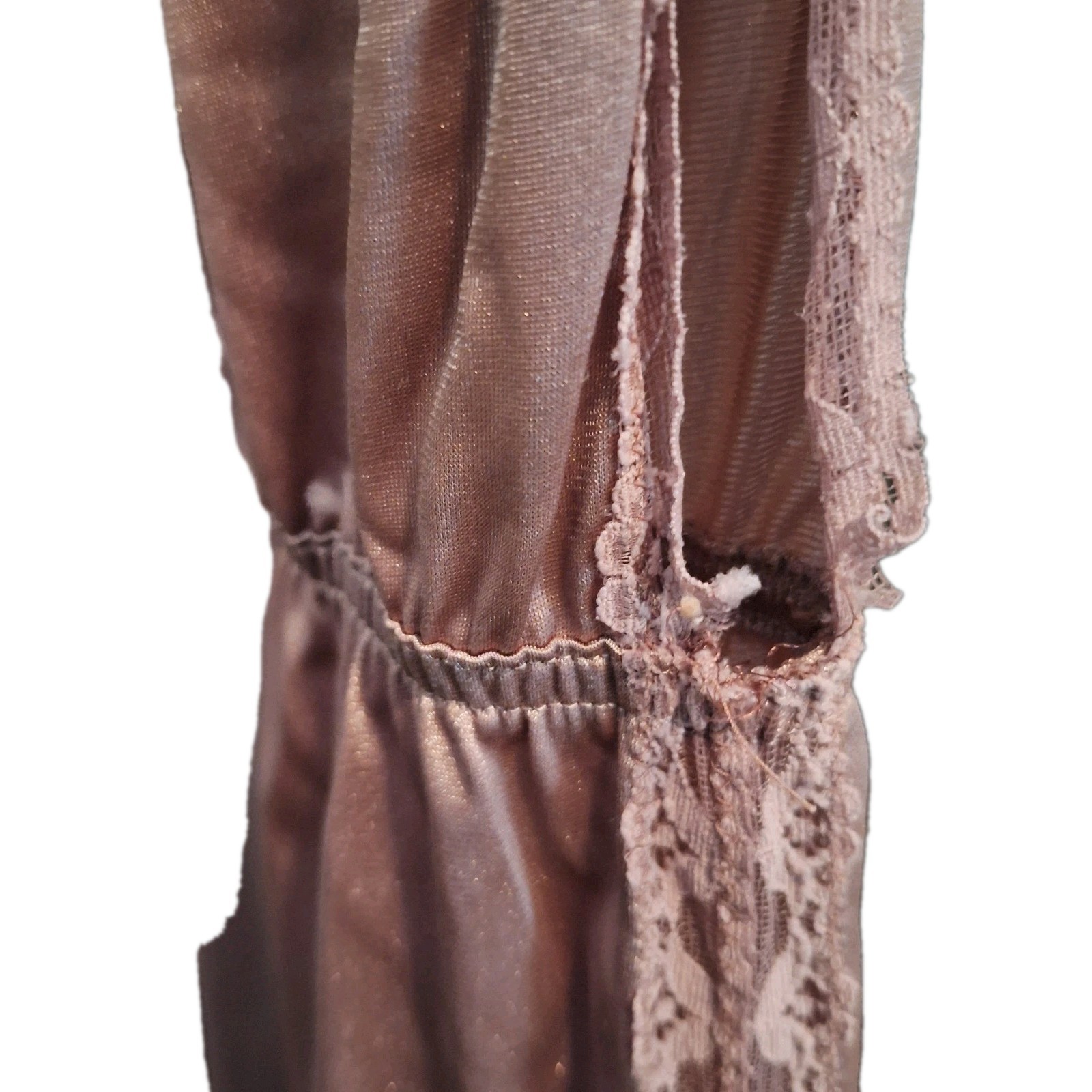 Vtg USA Union Maidenform Dreamwear Rose Maxi Slip-Dress Plunge Neck Split Sides