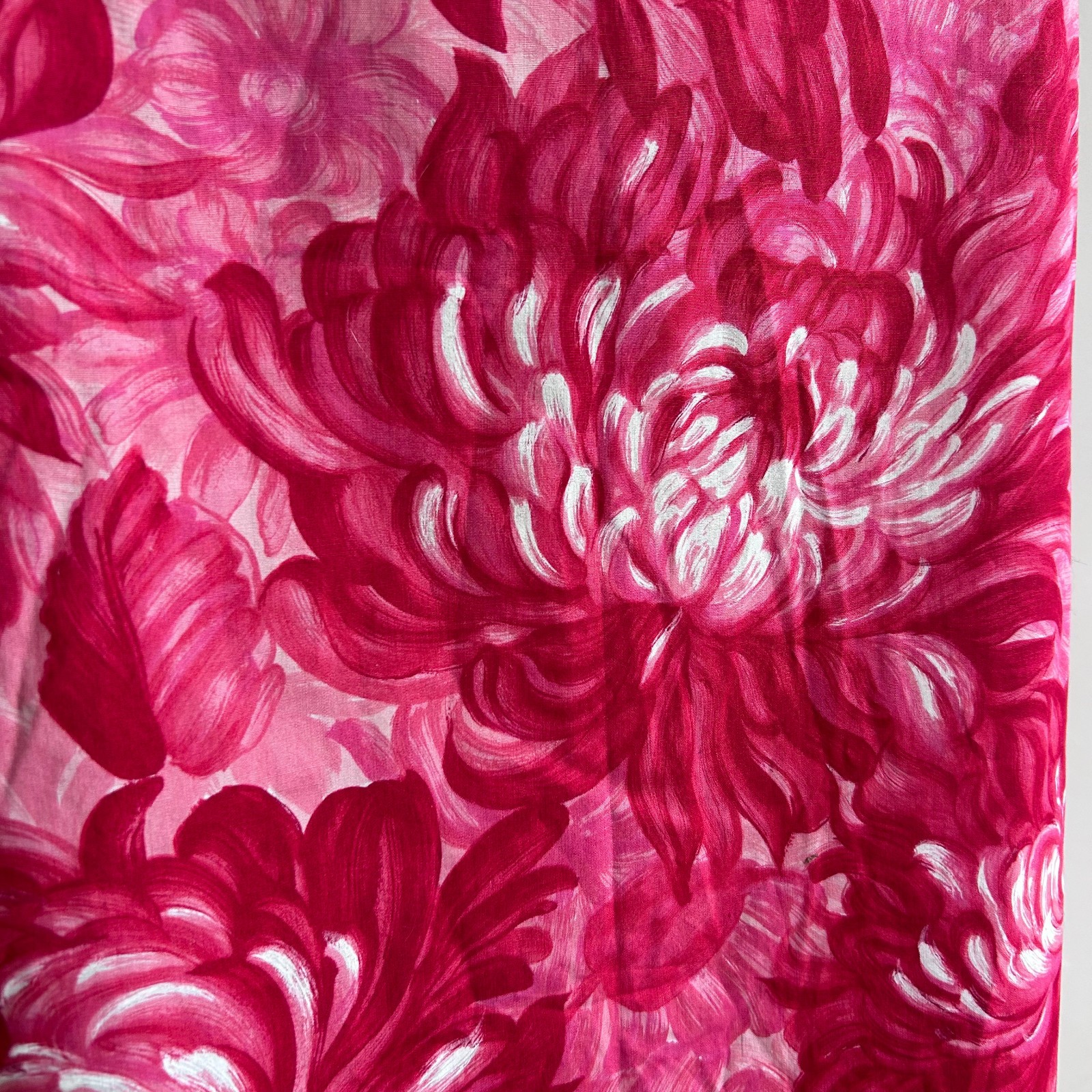 Vintage 1960s Peony Print Pink Hawaiian Vibe Floral Shift Summer Dress sz M L