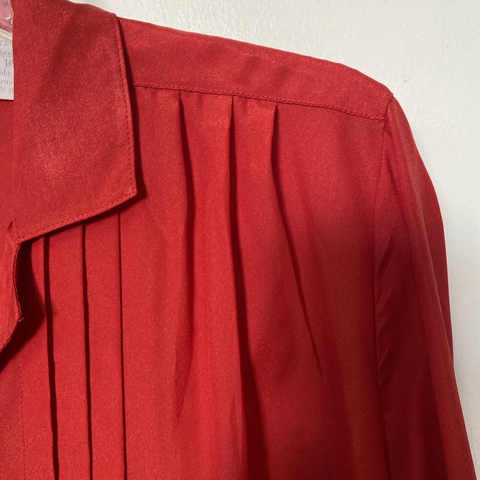 Alicia VINTAGE Women’s Polyester Red Collar Button Down Blouse Top Size 14