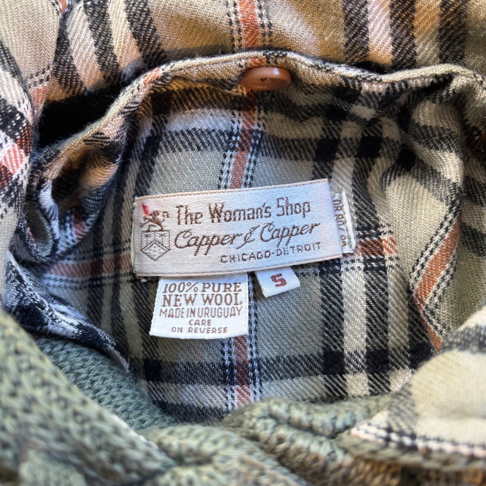 Vintage Capper & Capper 100% Pure Wool Hooded Cardigan Plaid Lined Button Front