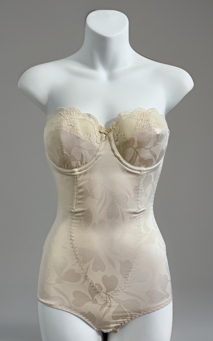 Vintage FLEXEES Shapewear Bodysuit Beige 34C Style 5858 Underwire Strapless