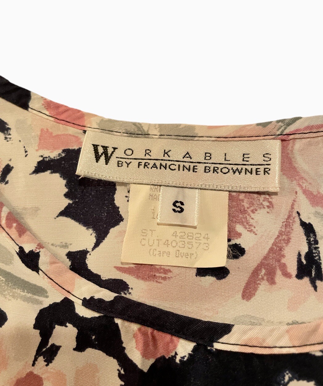 Vtg Workables Francine Browner Blouse Womens Small Tank Navy Floral Cottage USA