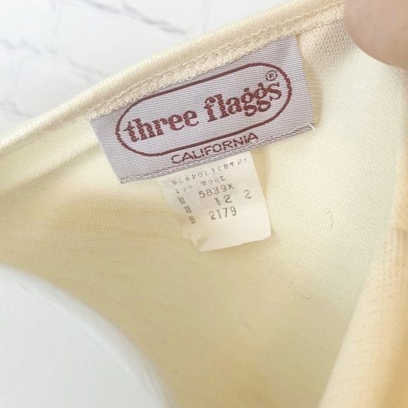 VINTAGE THREE FLAGGS CALIFORNIA RHINESTONE TRIM COWL NECK TOP – SZ 12