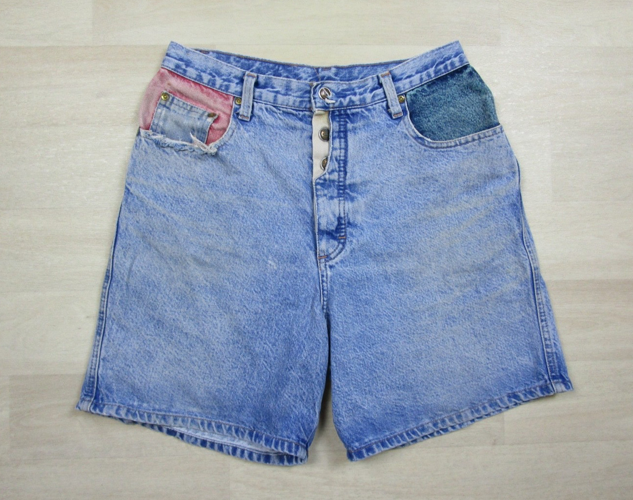 Vintage 90s Zena High Rise Denim Jean Shorts Womens (29″ Waist) Colorblock