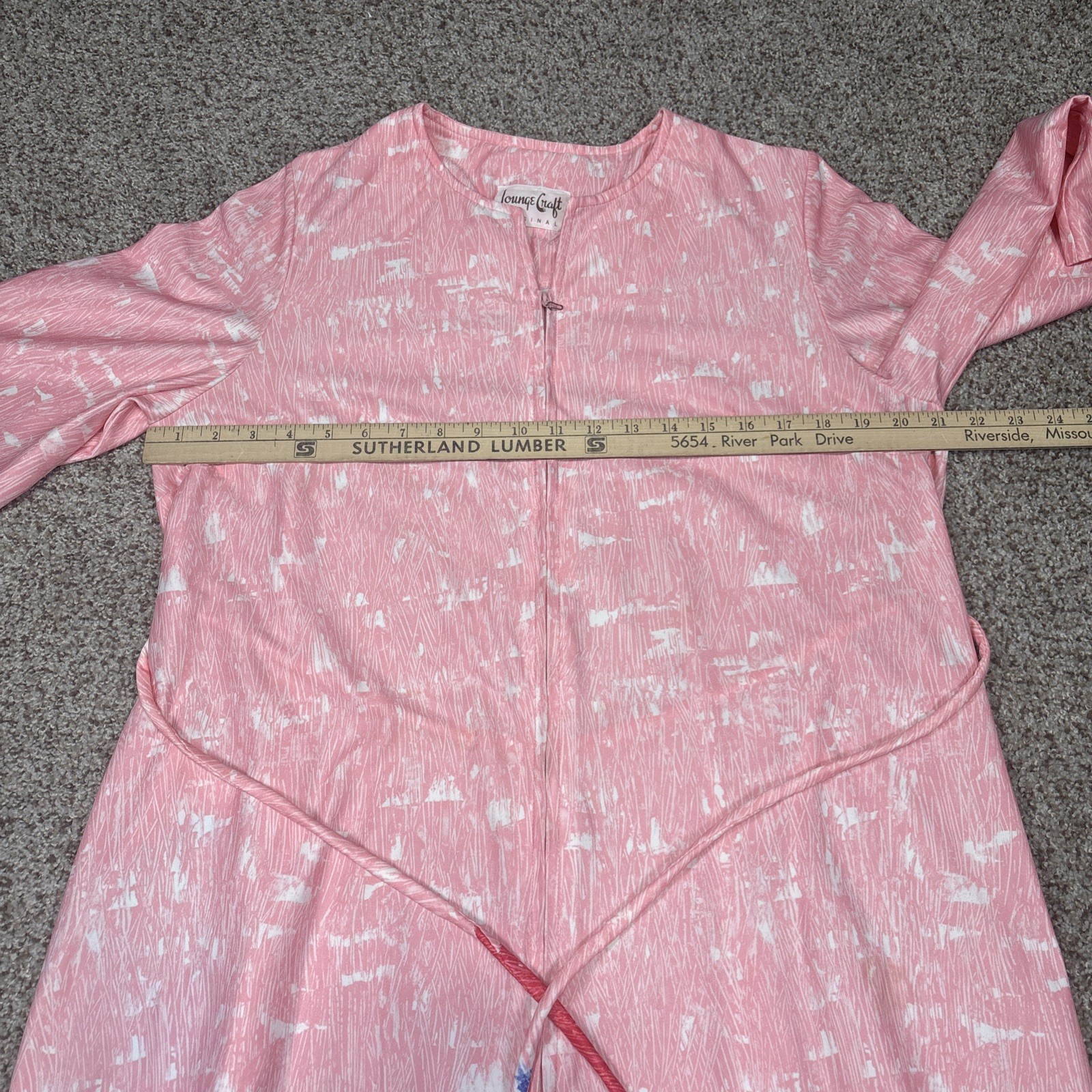 Vintage LOUNGE CRAFT Robe Women’s Pink Full Zip 3/4 Sleeve Size Tag Missing