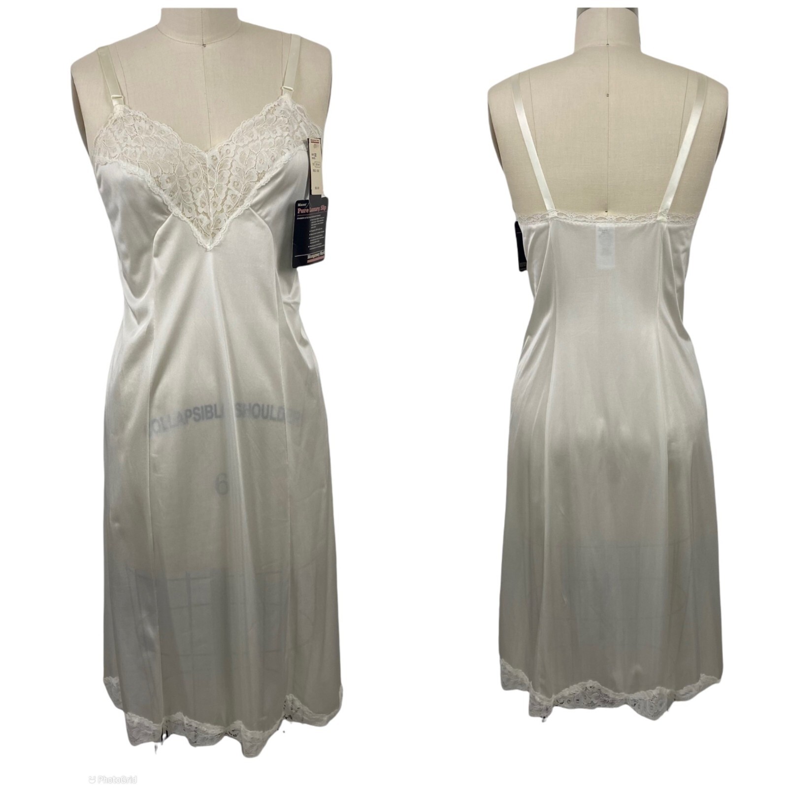 Vintage Pure Luxury New White nigh slip dress Lace detail Made in USA sz 10/32