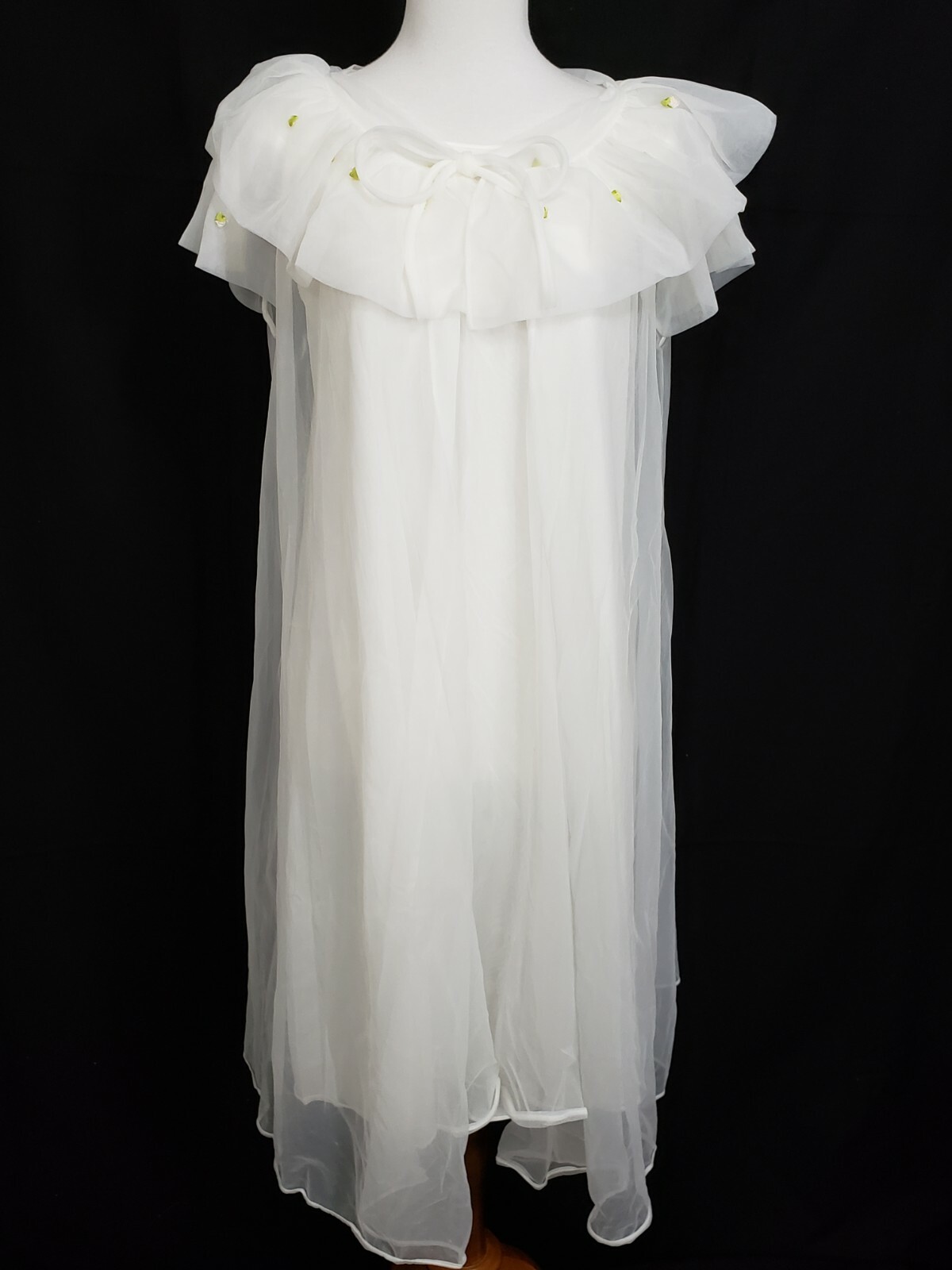 Vtg S Pandora La California Lingerie Nightgown Robe Peignoir Creamy White Nylon