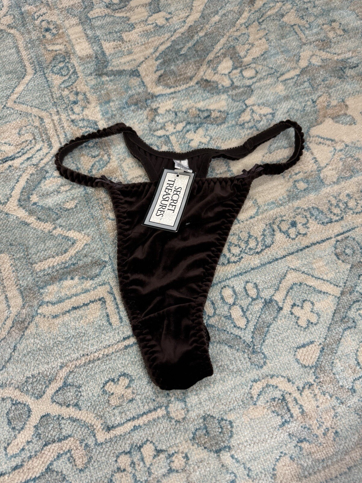 Secret Treasures Vintage Velvet Glossy Thong String Panties Bikini High Cut Y2K