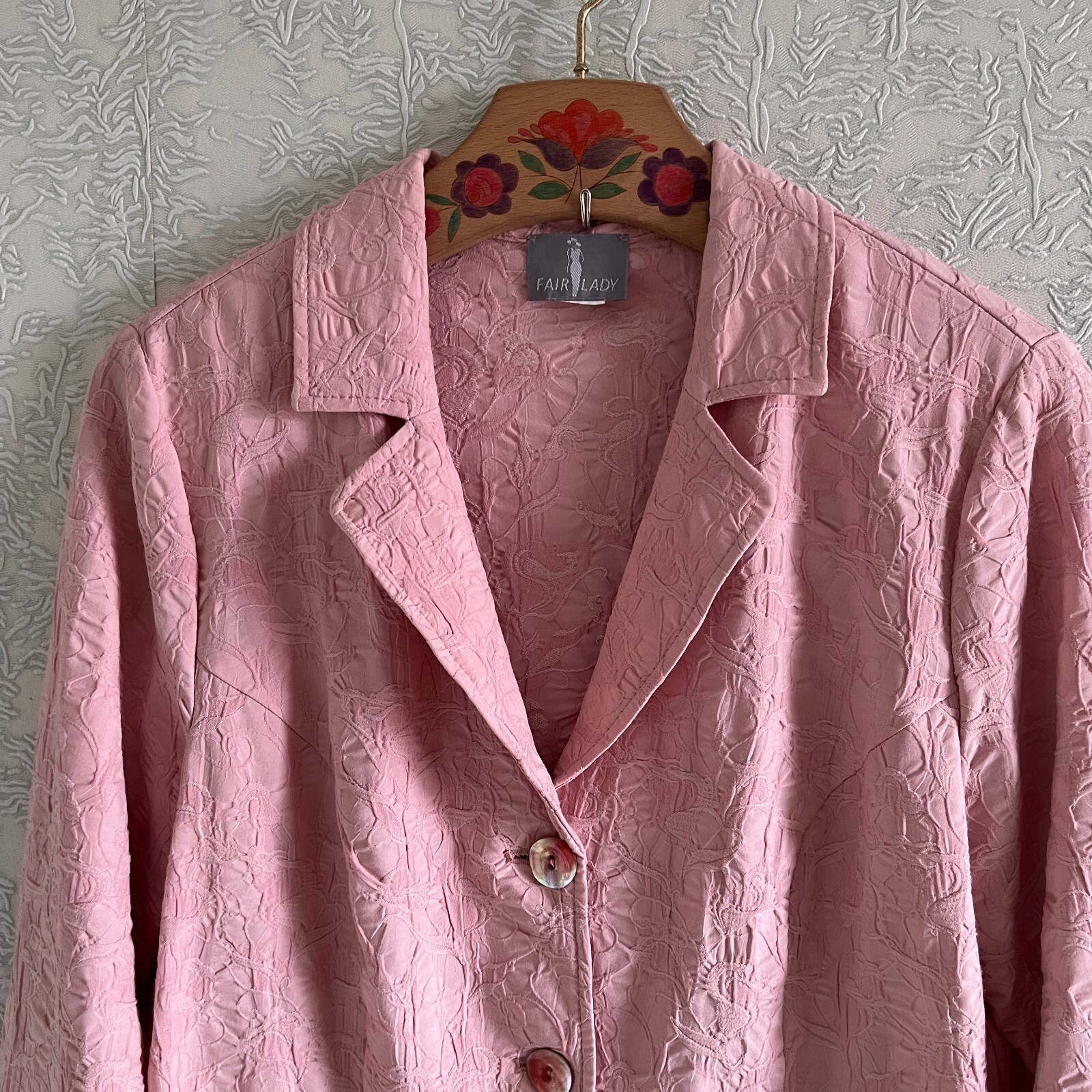 Rare Vintage Fair Lady Pink Womans Germany 3/4 Sleeve Jacket Size M