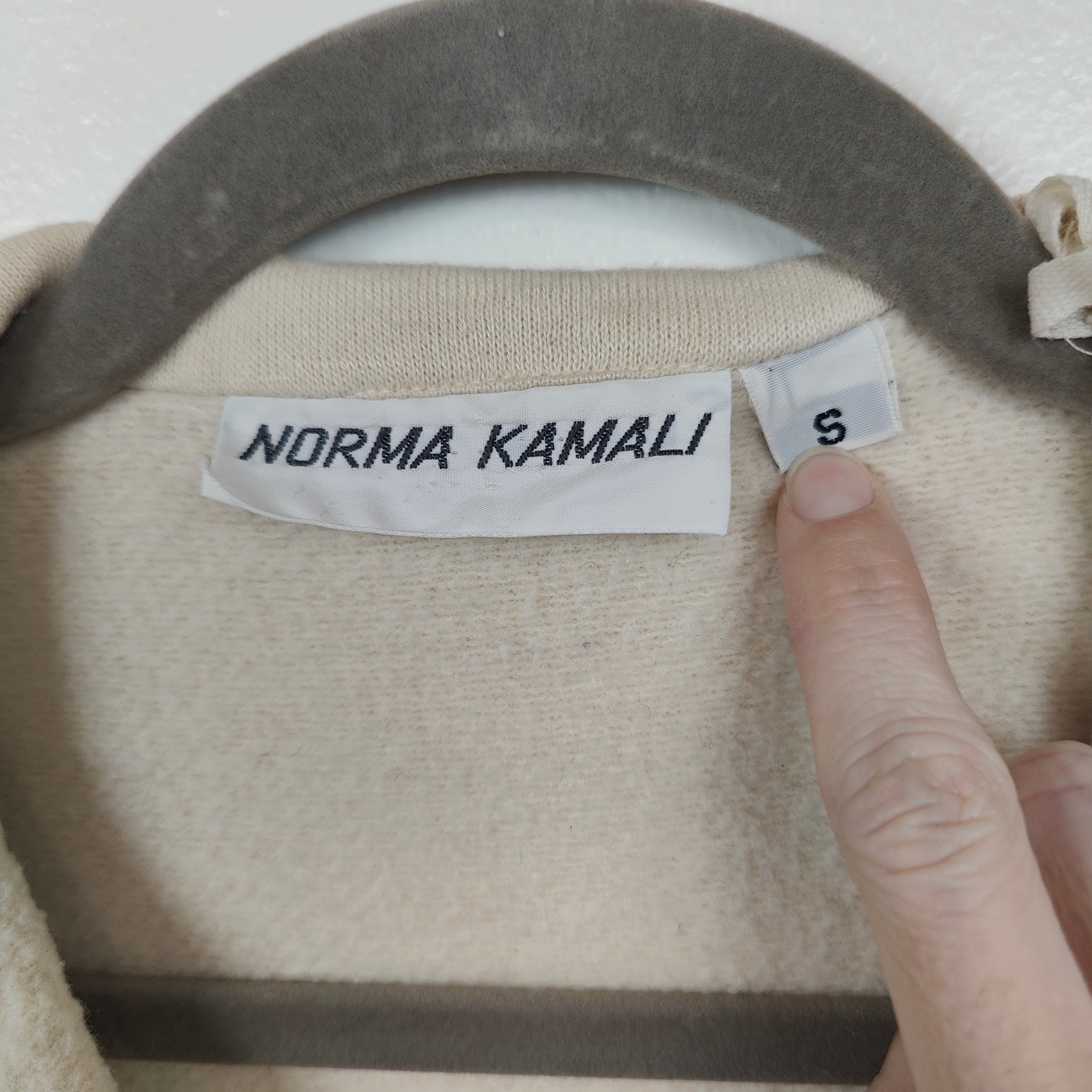Vintage Norma Kamali Tunic Top Womens Small Cream Oversized Fleece 80s 90s