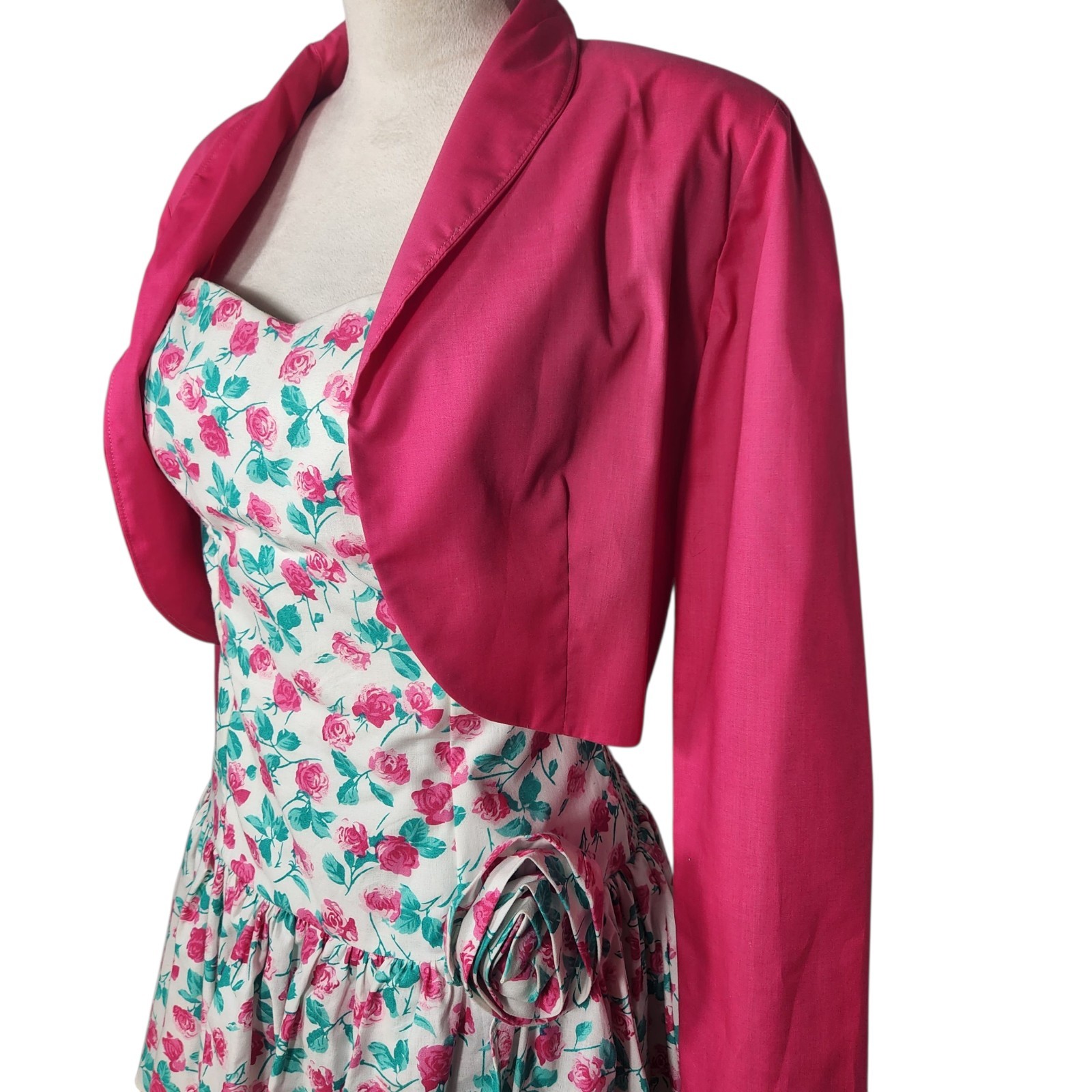 Darling vtg Floral Dress By KATIE MFG Sz 9 / 10, 100% cotton, Jacket Is Homemade