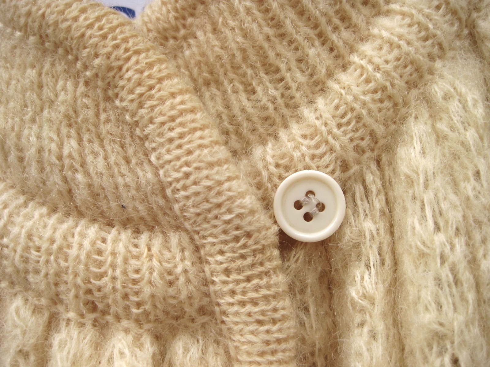 I.B. Diffusion Mohair Wool Long Ivory Cream Sweater Coat Size L Vintage 80s
