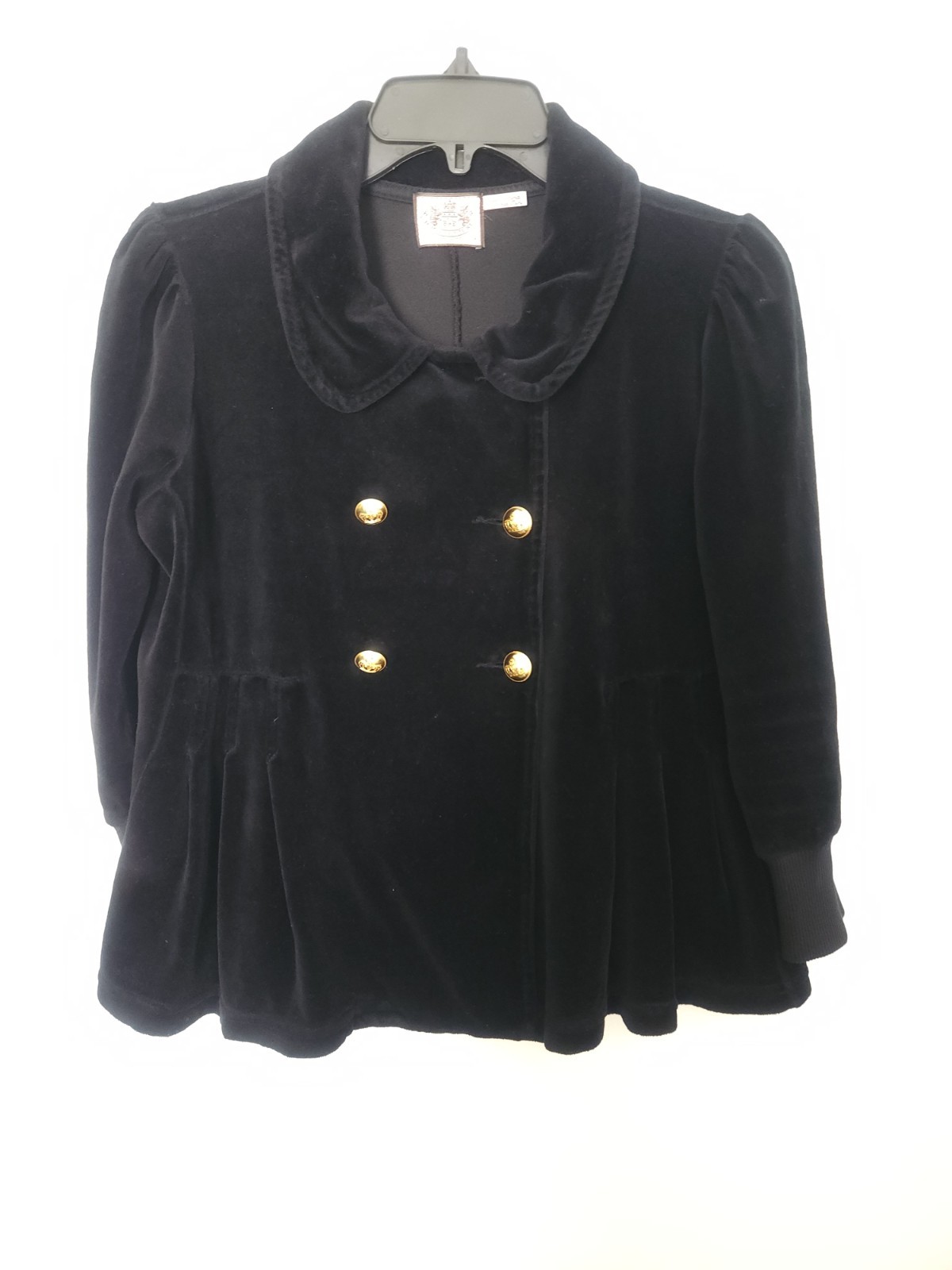 Juicy Couture Vintage Black Velour Jacket Gold Buttons Size Medium