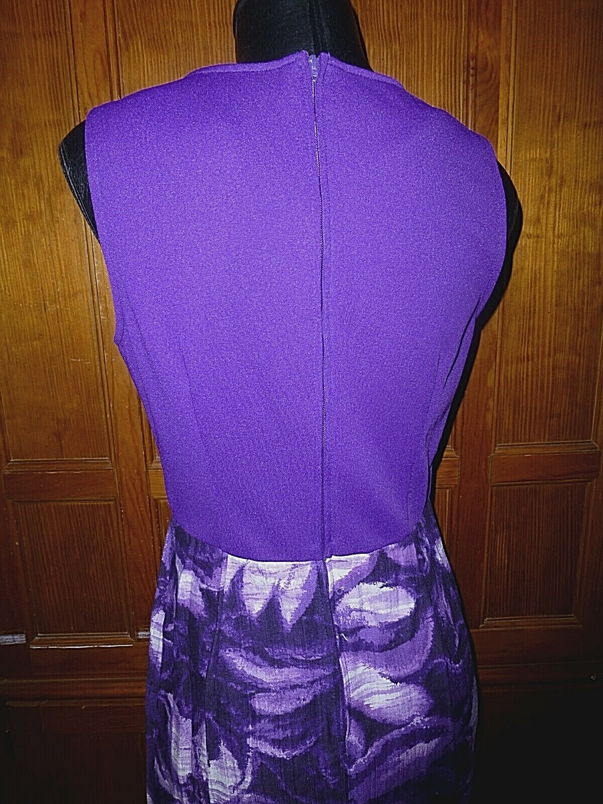 VTG 70s Leslie Fay Deep Purple Floral Skirt BOHO Hostess Cocktail maxi DRESS