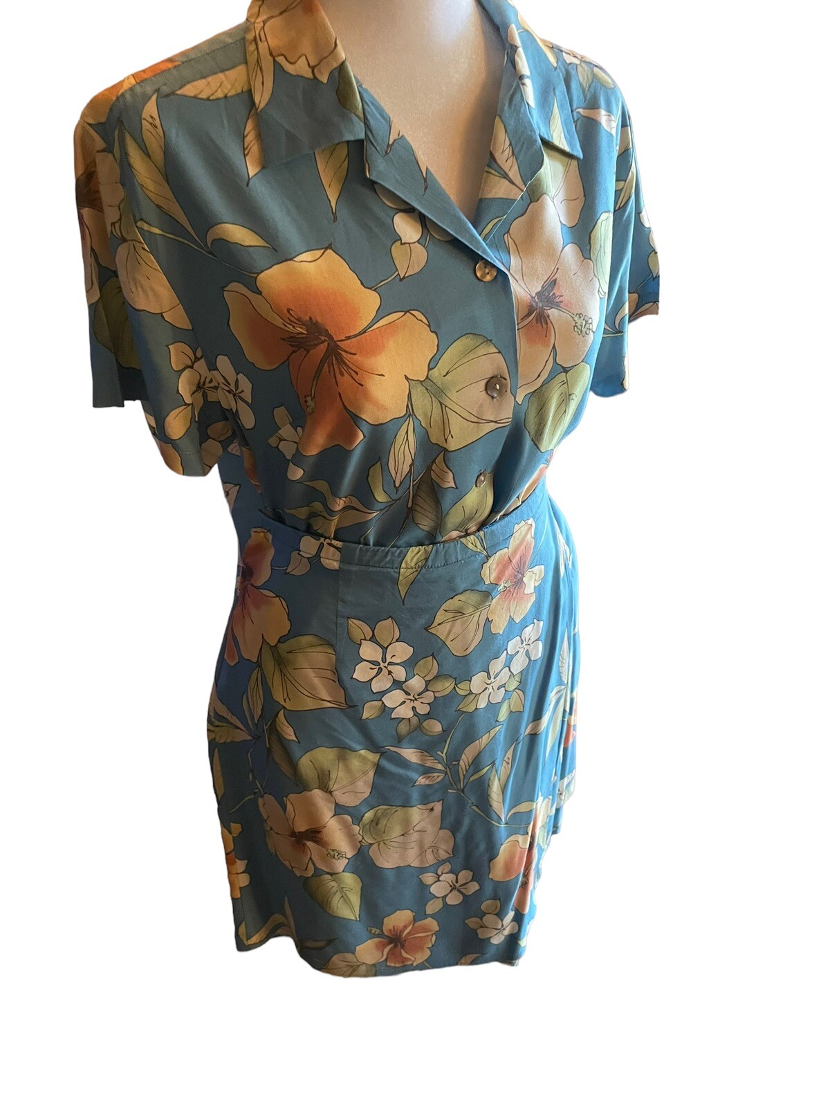 Vintage Nani of Hawaii Skirt Skort Short Camp Shirt Set S/M Tropical Floral