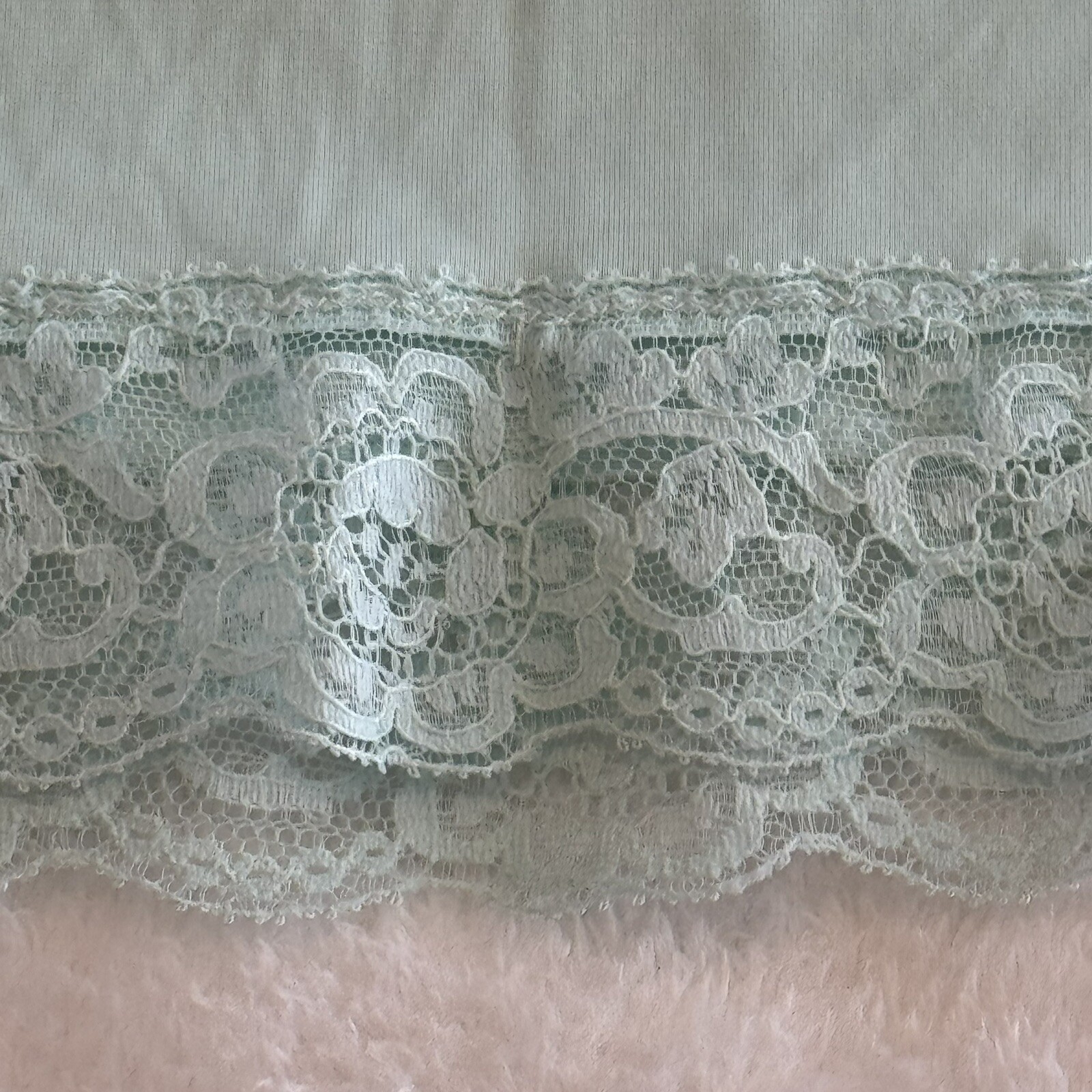 Vintage Formfit Rogers slip dress 34 Short 12-14 RN32544 Made in USA Green Lace